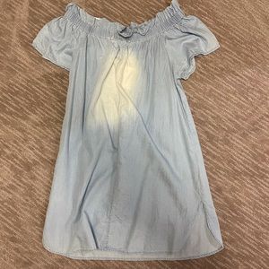 off the shoulder denim dress